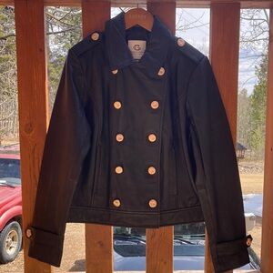 Black Double-Breasted Women's Leather Moto Jacket